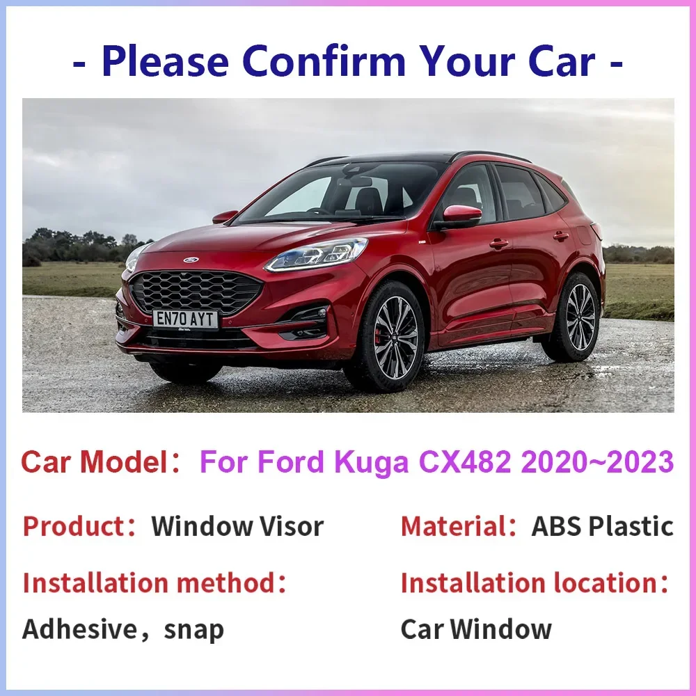 Window Visor for Ford Kuga Escape CX482 2020 2021 2022 2023 Car Vent Smoke Covers Sun Rain Guards Deflector Exterior Accessories