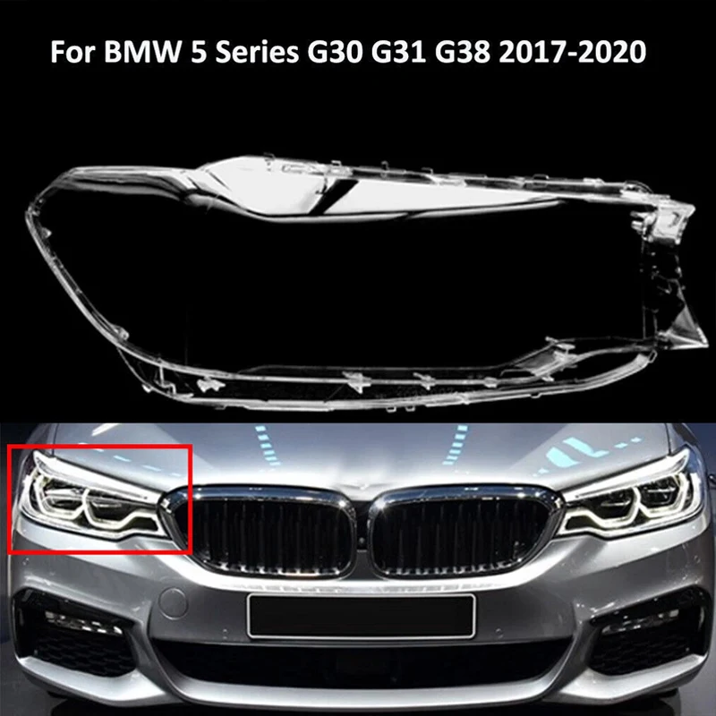 Couvercle de lentille de phare avant de voiture, boîtier automobile, abat-jour en verre pour BMW série 5 G30 G38 520i 523i 525i 528i 530i 2018 – 2020