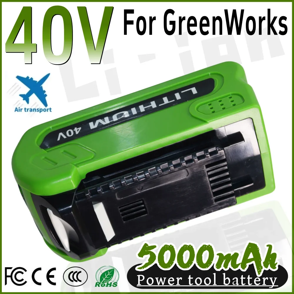 100% New 40V 5000mAh Lithium ion Rechargeable Battery For GreenWorks 40V Replacement Battery 29462 29472 22272 20292 22332