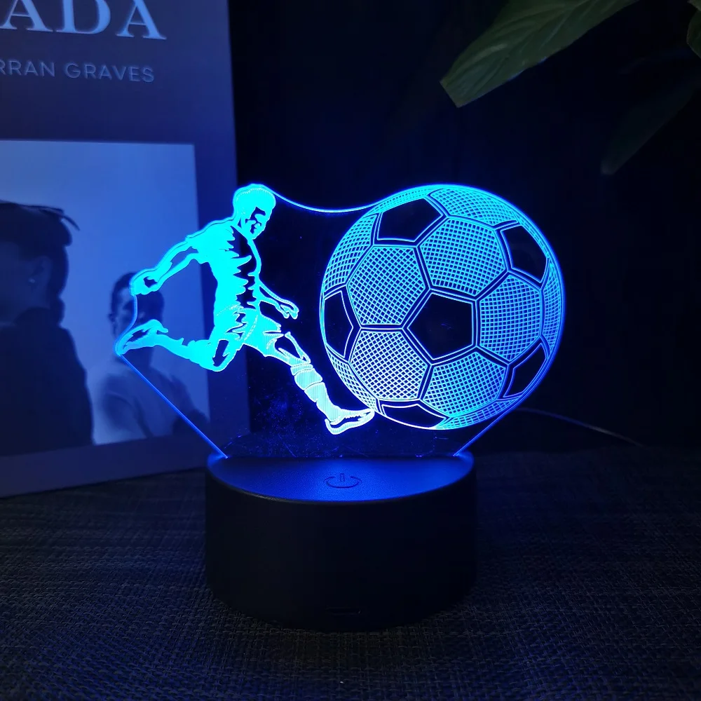 Estrela do futebol C Ronaldo 3D Night Light, modifique seu quarto, tornando-o o presente perfeito para os fãs de esportes, mude 16 cores