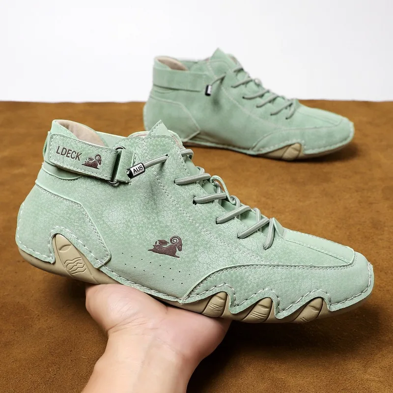 革カジュアルオートバイシューズスニーカー男性用ファッションアウトドアウォーキングローファーシューズ快適な履物高級男性ブーツ