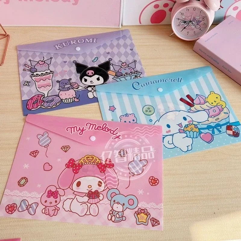 

Новинка 2023 года, 4 шт., Sanrio Limited, чехол для файлов A4, папка с рисунком Cinnamoroll Mymelody Kuromi, аниме-игрушки, подарок для детей