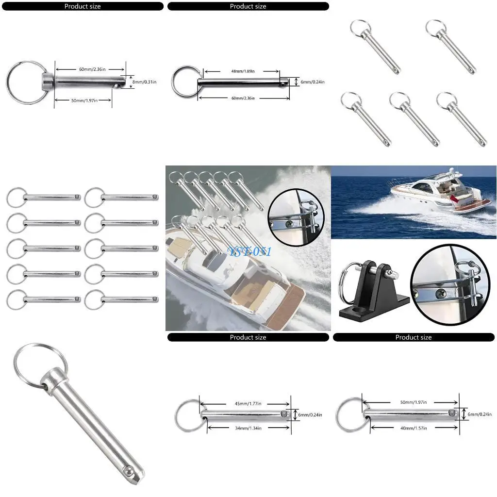

E15A Pack of 10 Carbon Steel Rings Pull Locking Pins Quick Release Button Head Tool