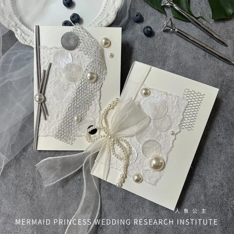 Mermaid Princess Original Oath Speech Ben Pearl Shell Pearl Star Bride and Groom Speech Wedding Oath Card
