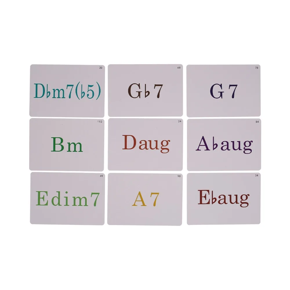 Professional Copperplate Paper Piano Chord Cards Color Coded Piano Chords Chart Color Coded Cards For Piano Beginners
