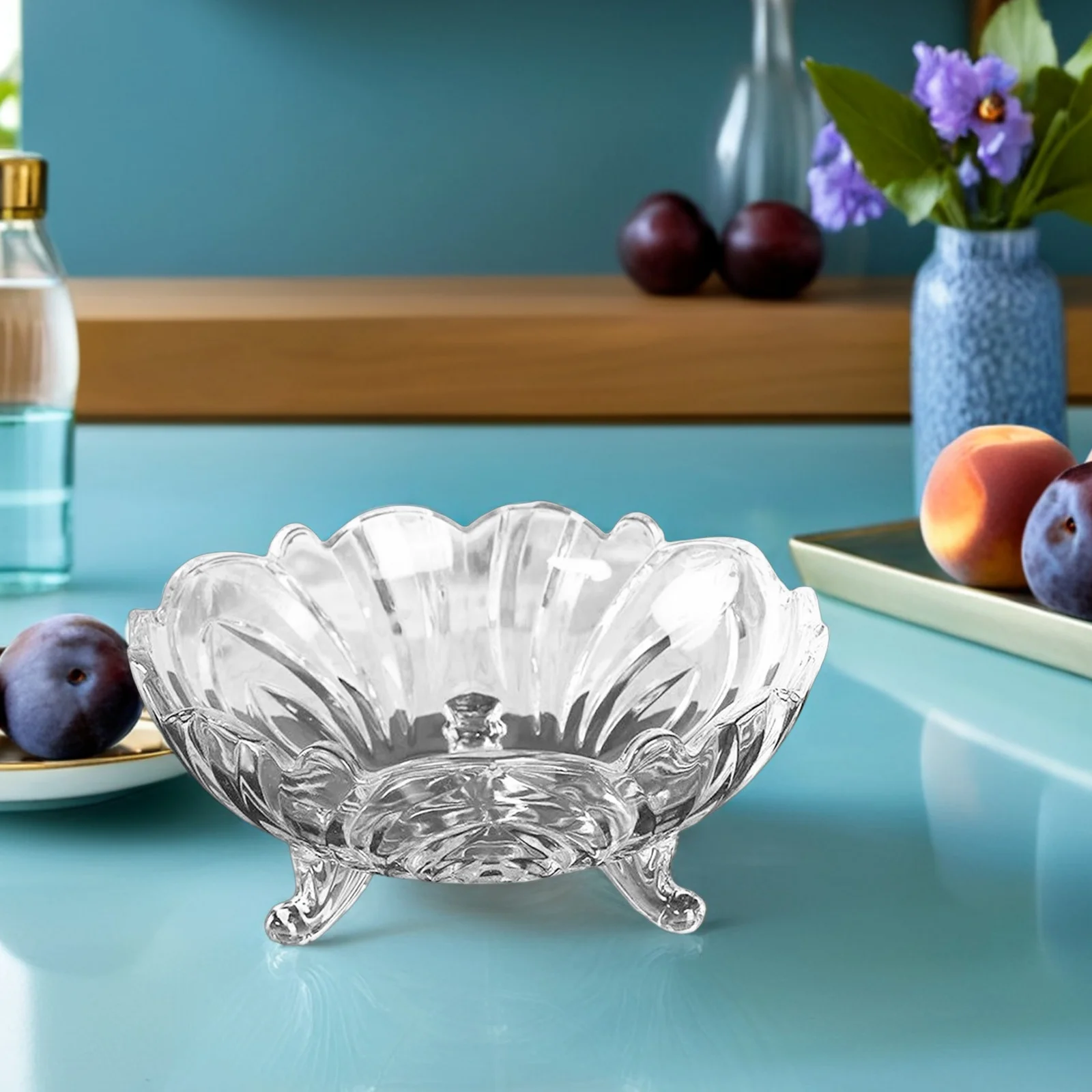 

Kitchen Fruit Bowl Decorative Rack Stand Organizer for Counter Serving Tray Holders Countertop Dessert Bowls Glass