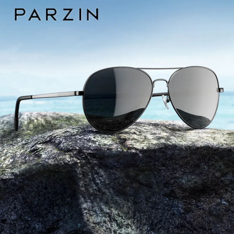 PARZIN Polarized Men Sunglasses Classic Pilot Male Sun Glasses Night Vision Driver Driving Glasses Goggles 8023