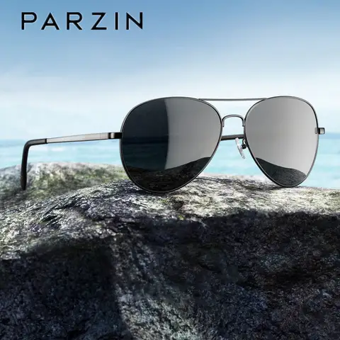 PARZIN Polarized Men Sunglasses Classic Pilot Male Sun Glasses Night Vision Driver Driving Glasses Goggles 8023