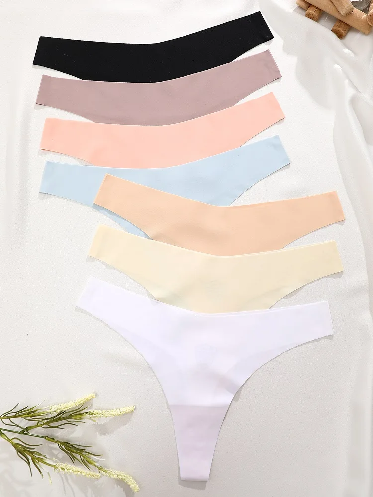 Tangas sin costuras para mujer, bragas de cintura en V, ropa interior de Color dopamina de 10 colores sólidos, seda de hielo, calzoncillos transpirables suaves