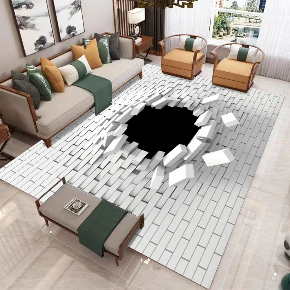 3D Stereo Visual Living Room Carpet Creative Art Design Indoor Home Decor Large Area Rug Non Slip Floor Mat for Unique Home