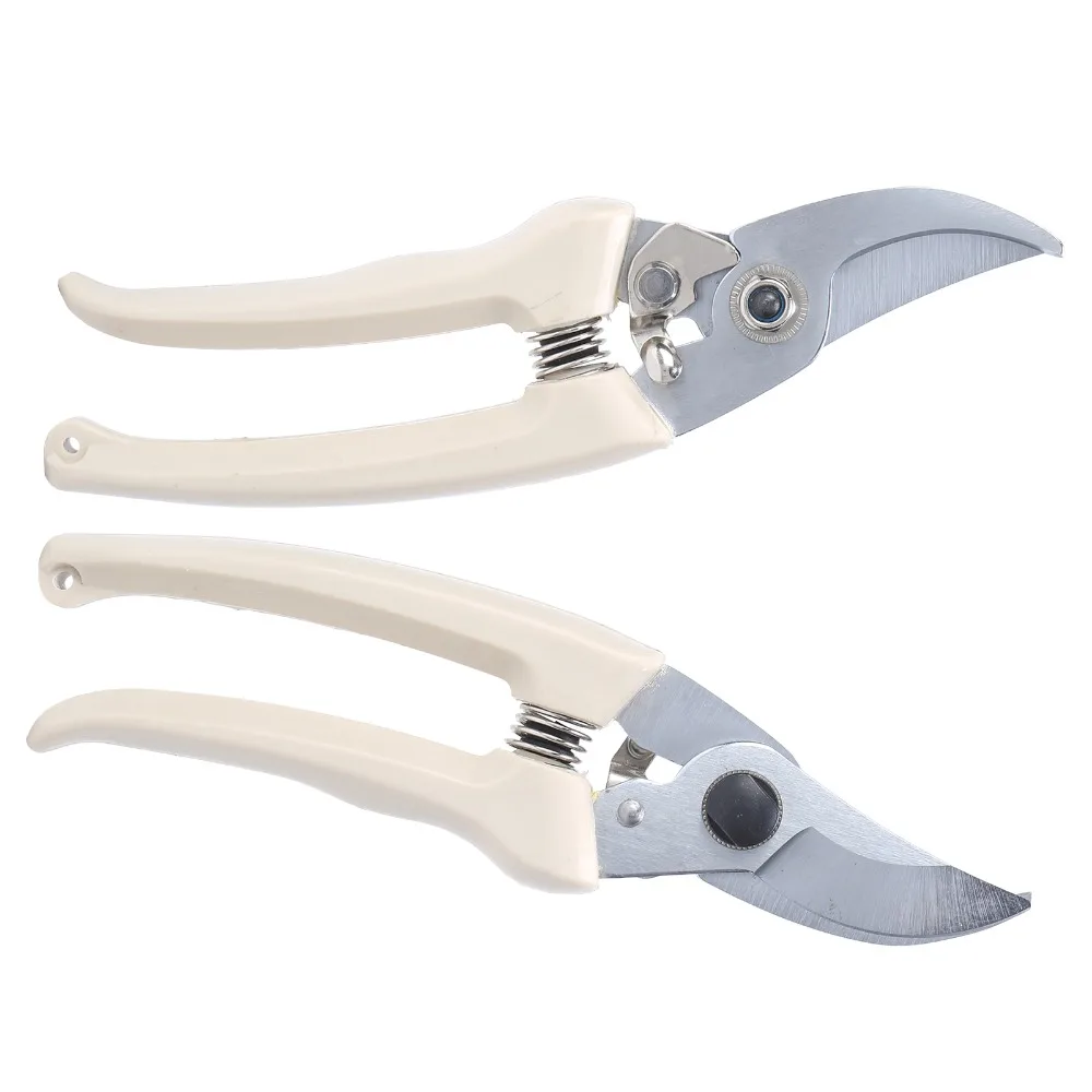 2pcs Stainless Steel Blade Pruning Shears Ergonomic Plastic Handle Curve Design Garden Scissors Heavy Duty Sharp Blade