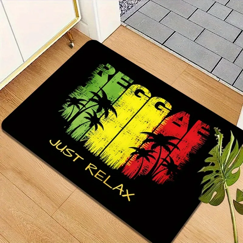Vibrant Tropical Reggae Entryway Mat for Tropical Entryway Patio Entrance Vacation Foyer Dirt-Trapping NonSlip Durable