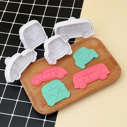 4Pcs Traffictool Cars Cookie Cutters Plastic Embosser Cookie Molds Kids Birthday Party Baking Stamp Decor Supplies Baby Shower