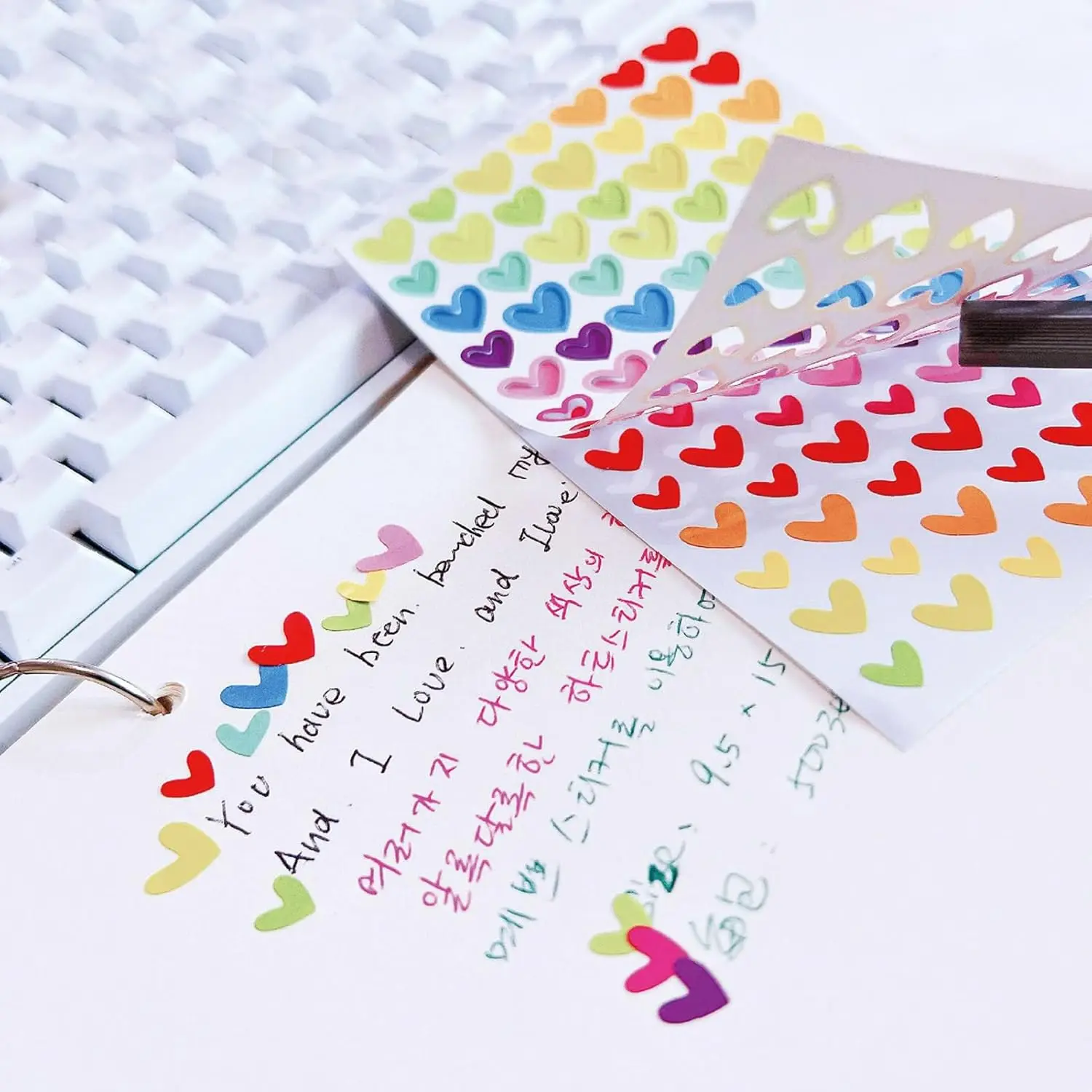 6pcs Clipbook Stickers Self-adhesive Adhesive Album Decoration Accessories DIY Stickers Star Heart Dots Color Handicrafts