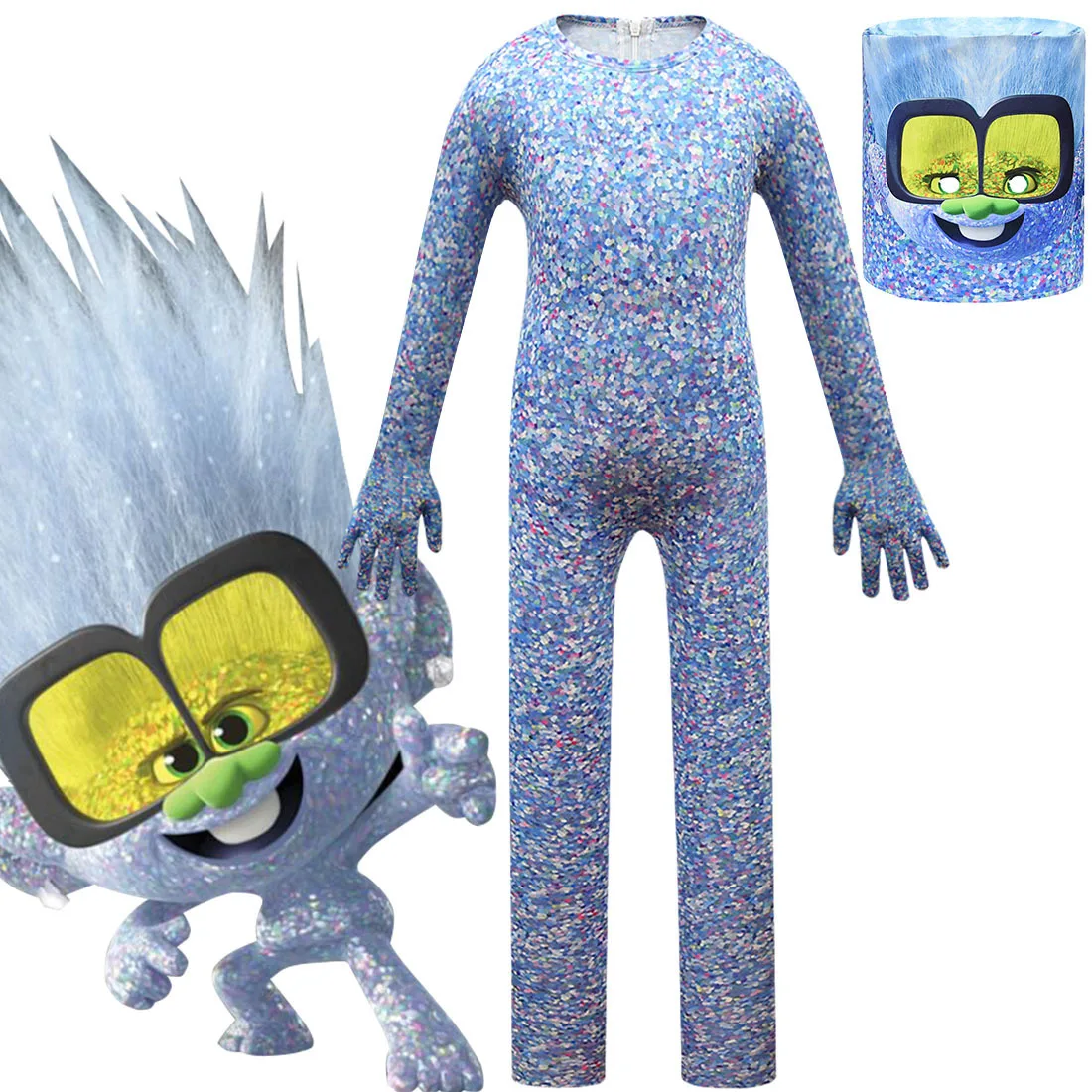 Trolls 2 Zentai costumi Cosplay Halloween Party tute abbigliamento per bambini Poppy Guy Diamond Costume natalizio per bambini