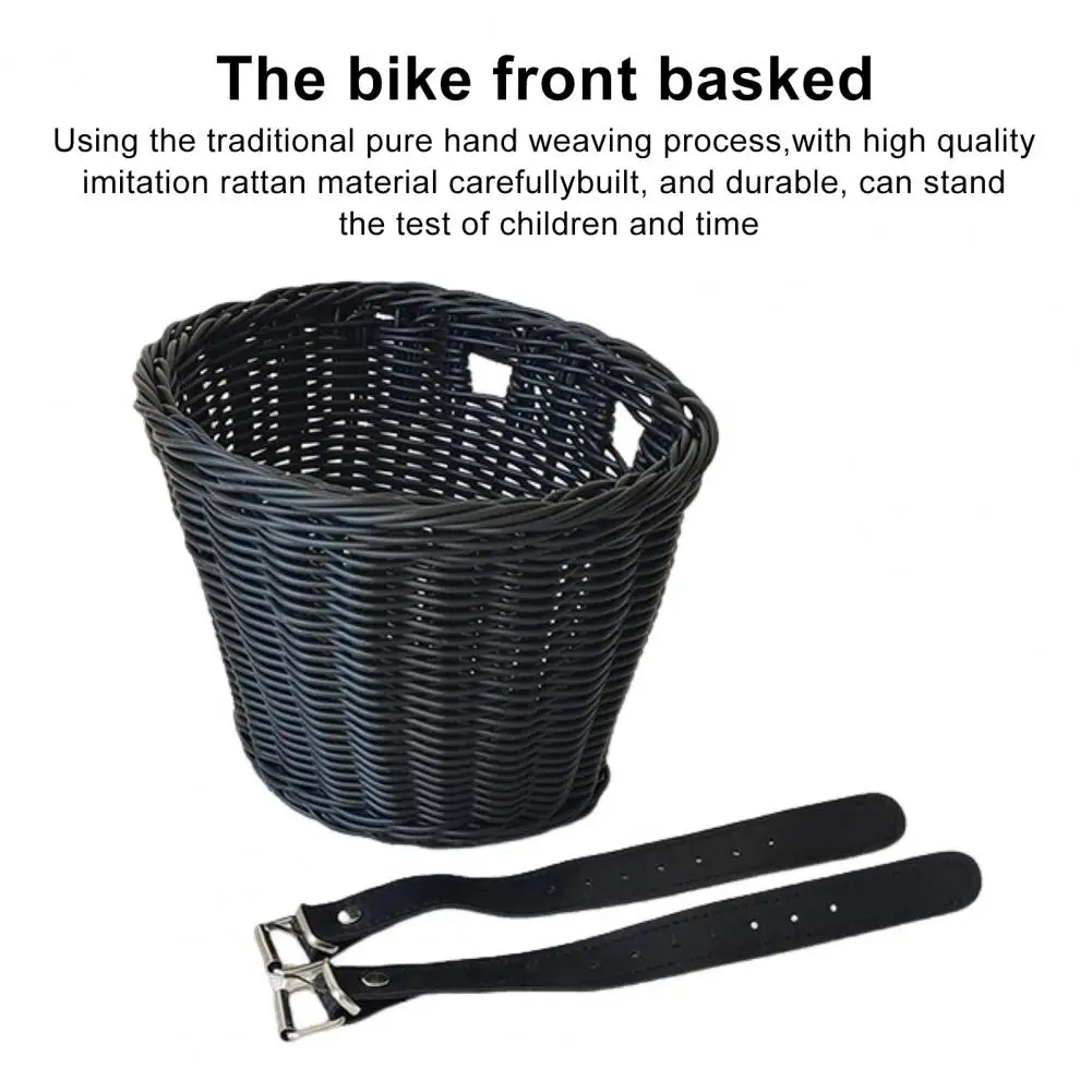 Specially Designed Children Bike Front Basket Universal Hand-woven Imitation Rattan Bike Handlebar Basket Capacity for Bicycles