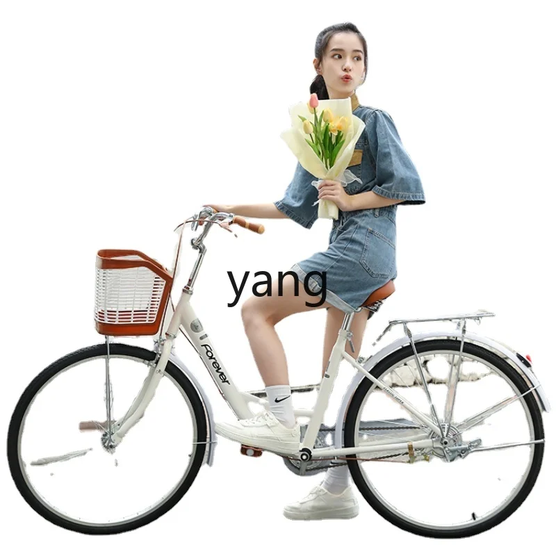 Yjq Commuter Bicycle for Women Adult Solid Tire Inflatable-Free Retro Walking Light Adult Car for Work