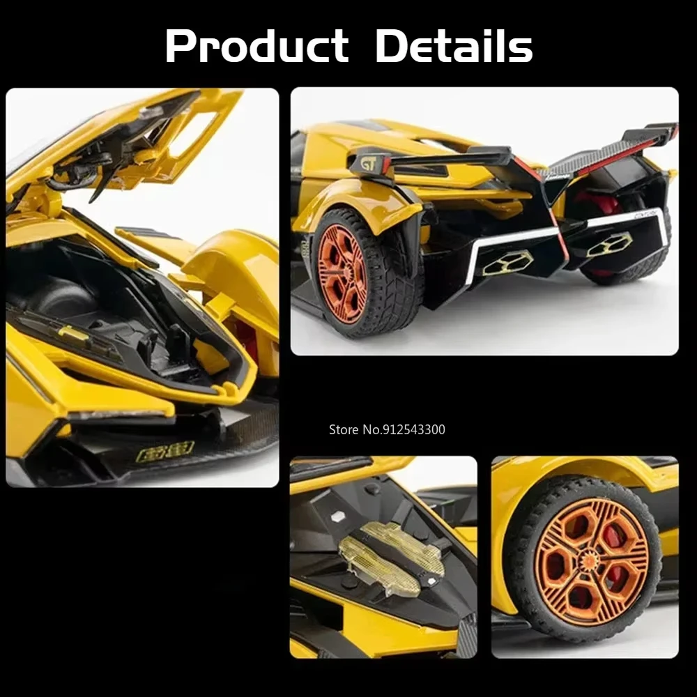 1:32 Scale Lambor V12 LP750 Sports Car Model Toy Alloy Diecast Pull Back Sound Light Simulation Vehicle Kids Birthday Gifts