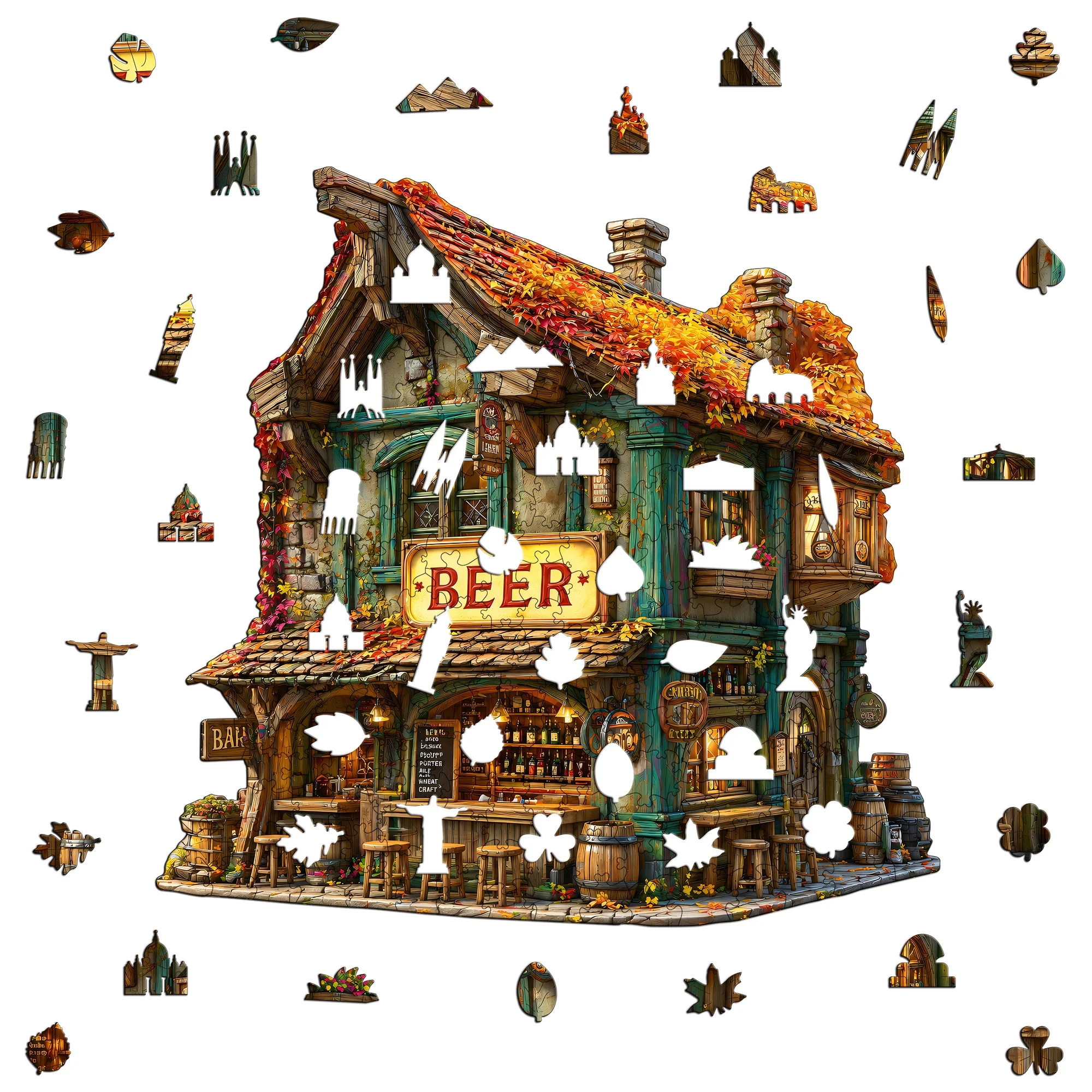 Vintage Shop Theme Flat Wooden Puzzle Gift For Teen Kid Special Occasion Collectible Gift