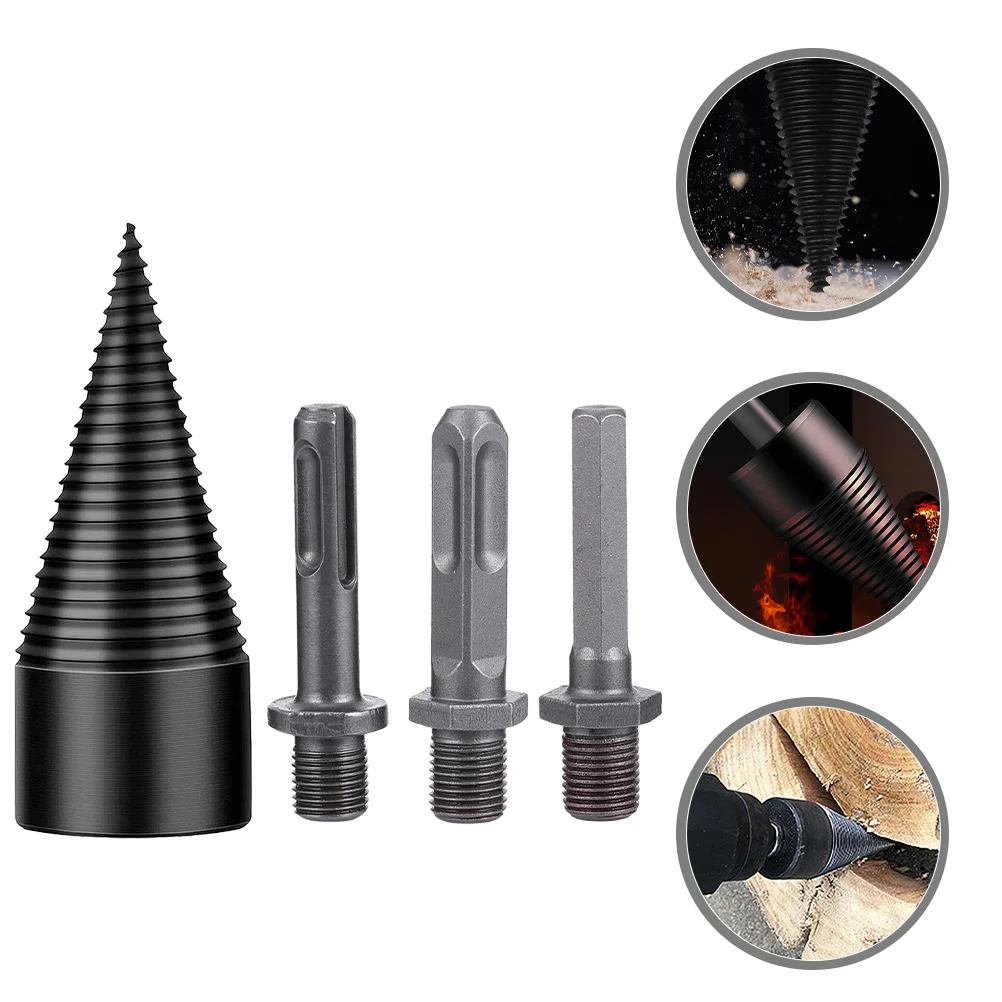 

1 set 50Mm Wood Splitting Drill Bit Hardened Steel Anti-Slip Groove For Firewood Splitting Carpenter Tool Wood Log Splitter