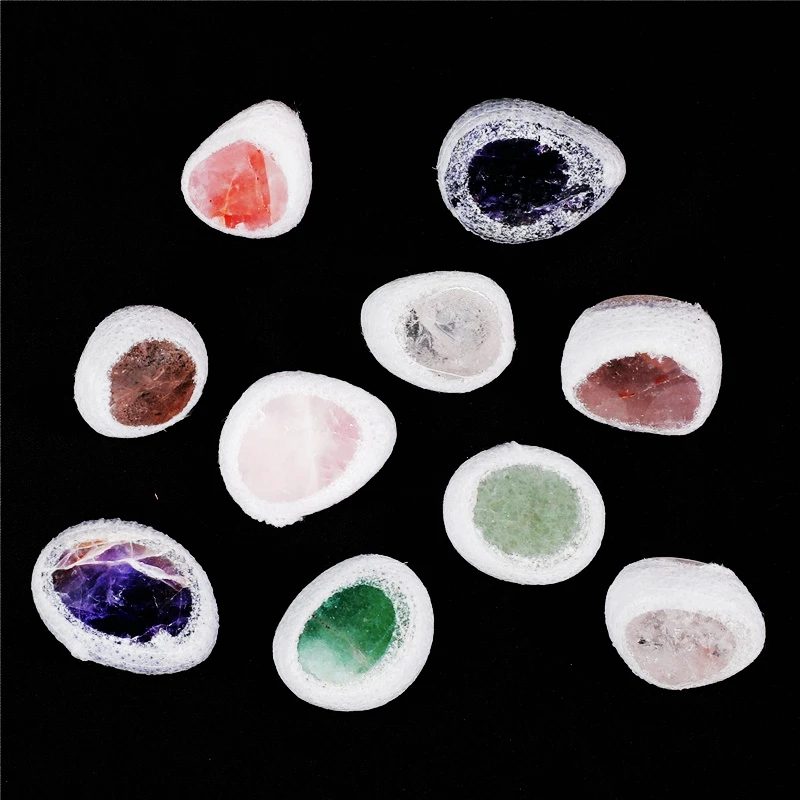 صندوق هدايا عشوائي عالي الجودة على شكل بيضة إيما لتزيين الحجر الخام والكريستال الطبيعي، هدية عيد ميلاد، ديكور المشهد.