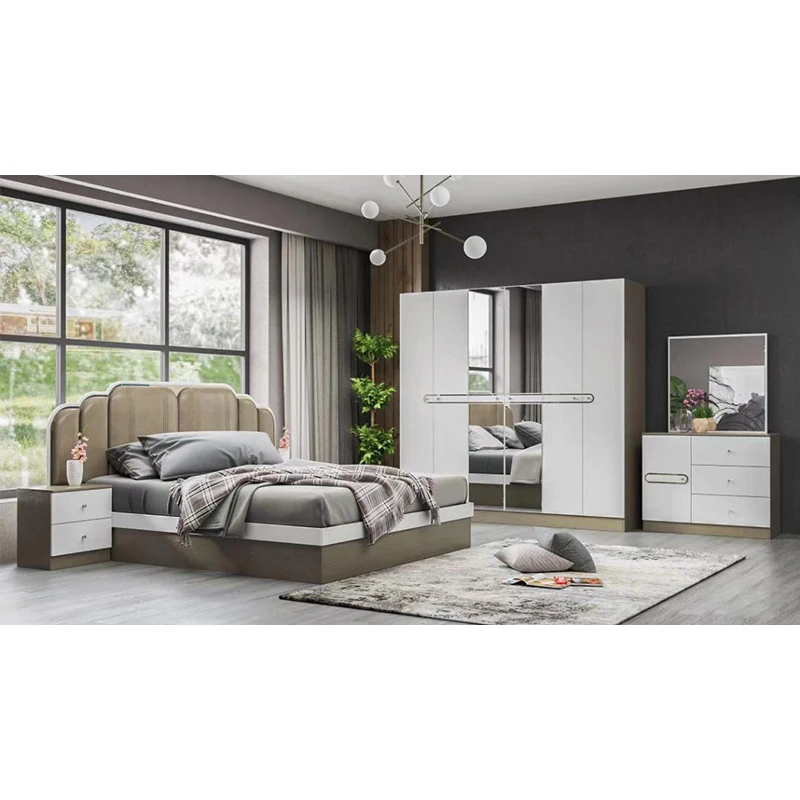 

&Luxury King Bed Modern Set Furniture California Home Wood Furnitures Wooden Suite Queen Size Room Headboard Bedroom
