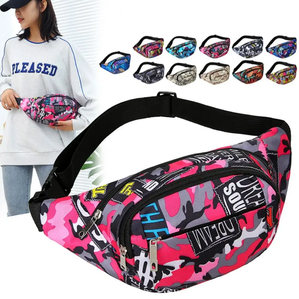 Flower Pattern Women Men Breast Package Waterproof Outdoor Sports Oxford Cloth Pouch Waist Bag Fanny Pouch Crossbody Bag