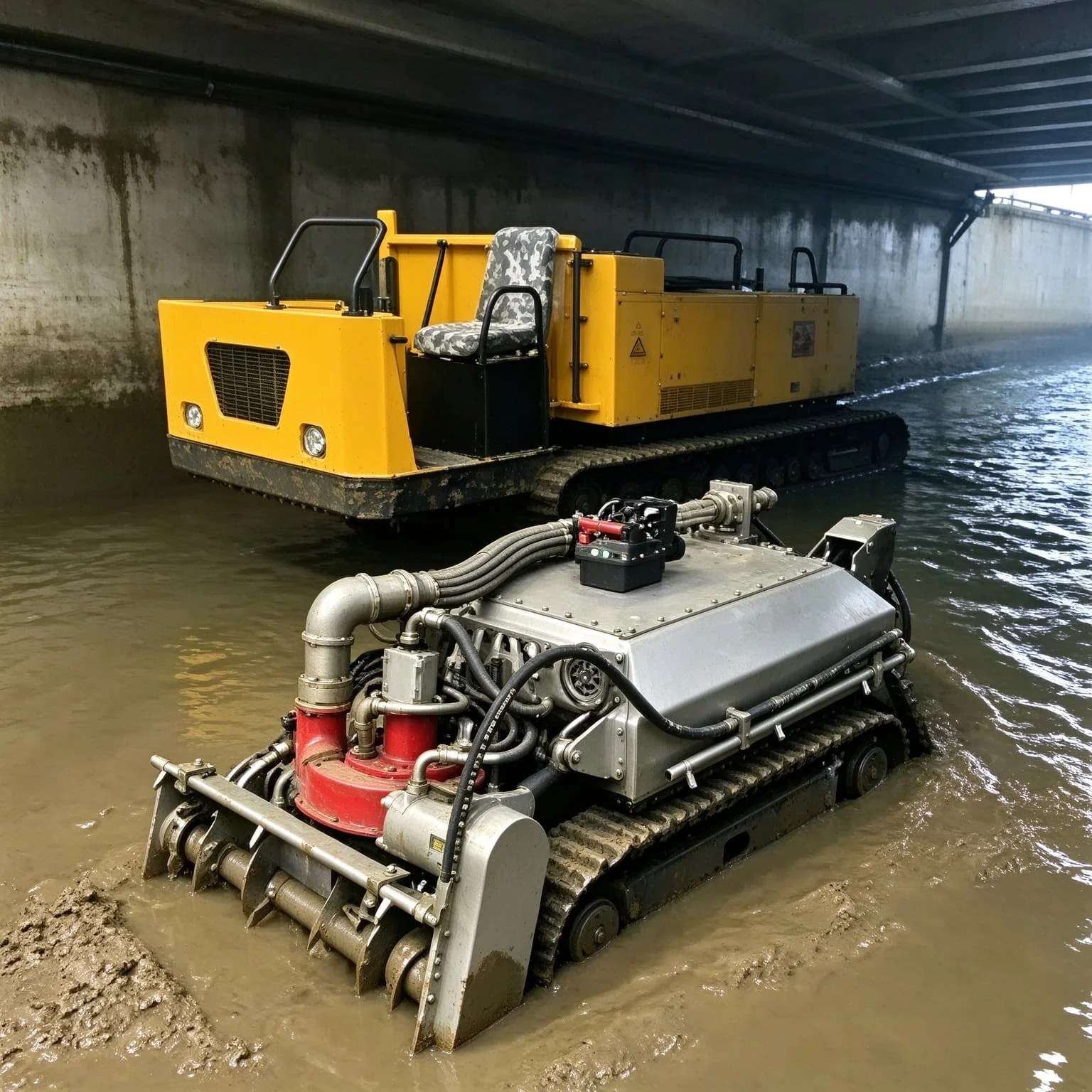 Silt Removal Robot With HD Camera Remote Control Tracked Submersible for Pipeline River Sediment Desilting Dredging Machinery