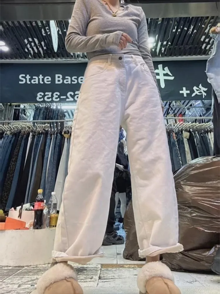 Hoge taille hoge elastische wijde pijpen denim jeans dames plus size cact herfst winter nieuwe Sle Harlan andma broek woon-werkverkeer