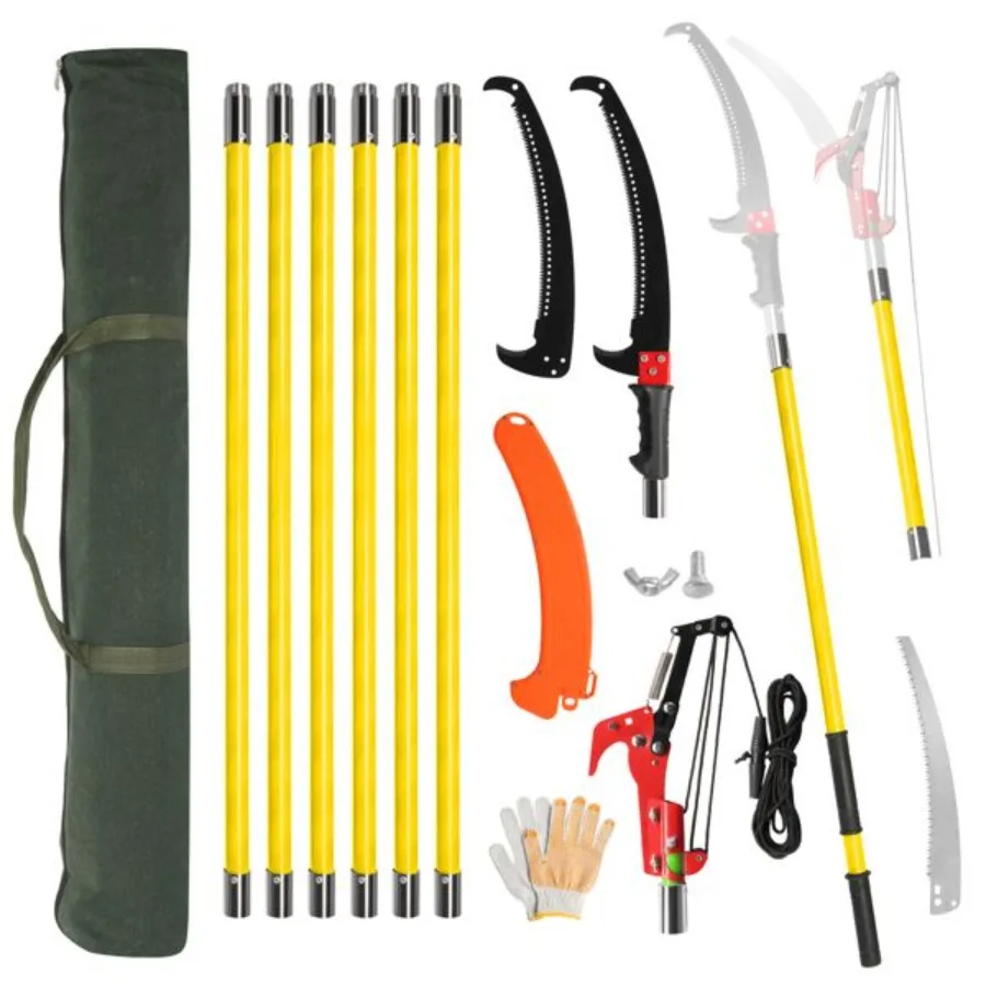 

26ft Manual Pole Saw Lightweight Tree Trimmers Long Handle Pruner Set Sharp Steel Blade and Scissors Pole Saw for Trimming Palm