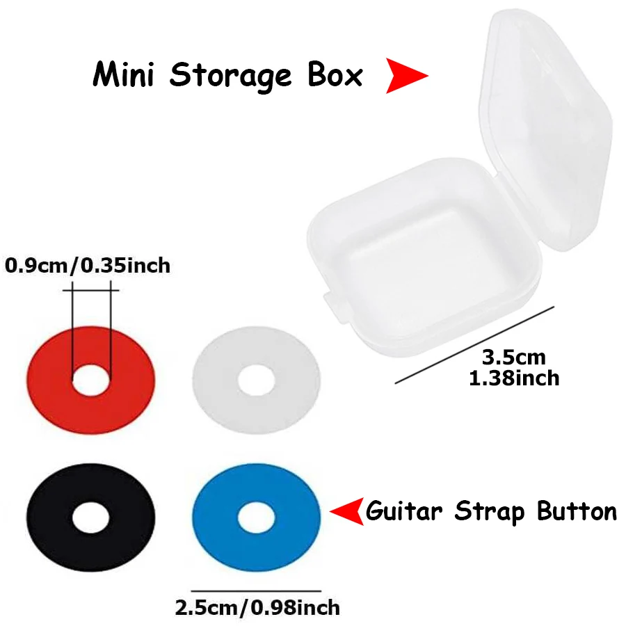 10Pcs Silicone Guitar Strap Buttons with Mini Storage Box Anti-Slip Guitar Strap Lock Pads for Acoustic, Electric Guitars & Bass