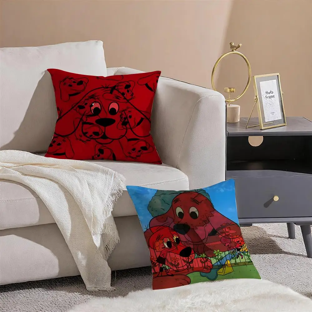 Pillow Case Double-Sided Plush Sofa Cushion Covers Organic Breathable Invisible Zipper Clifford The Big Red Dog - view 2