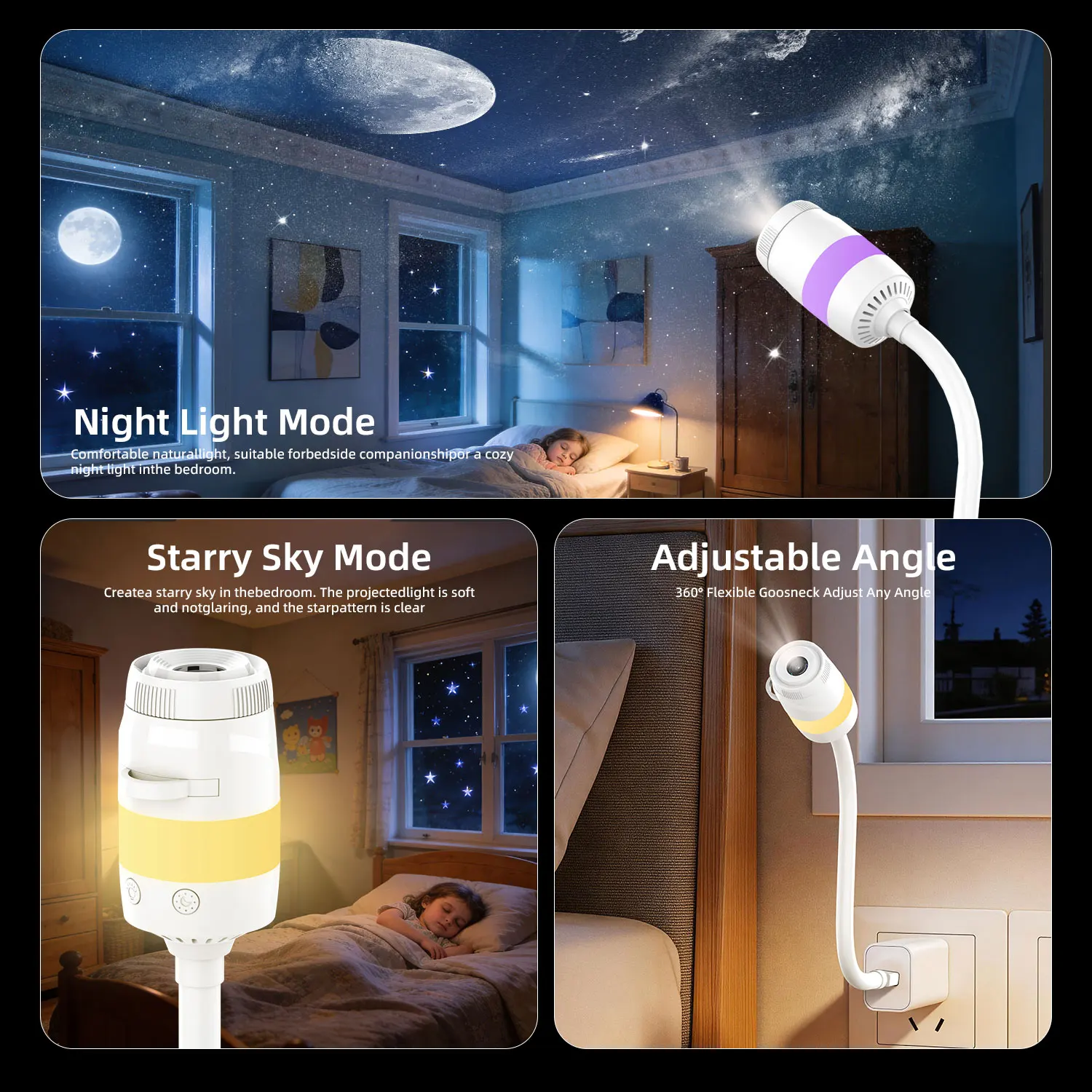 New Atmosphere Projection 2-in-1USB Light Car Ambient Light Large Range Projection Multiple Scenes Adjustable Focus Distance Nig view 3