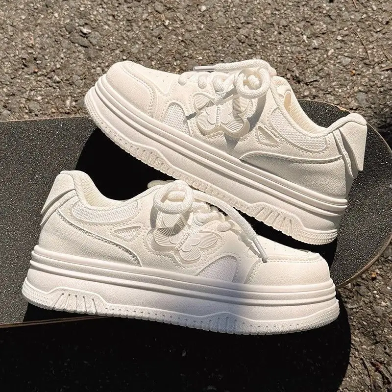 Soft Genuine Leather Cutout White Sneakers Women 2026 Summer Platform Breathable Hollow Out Casual Shoes