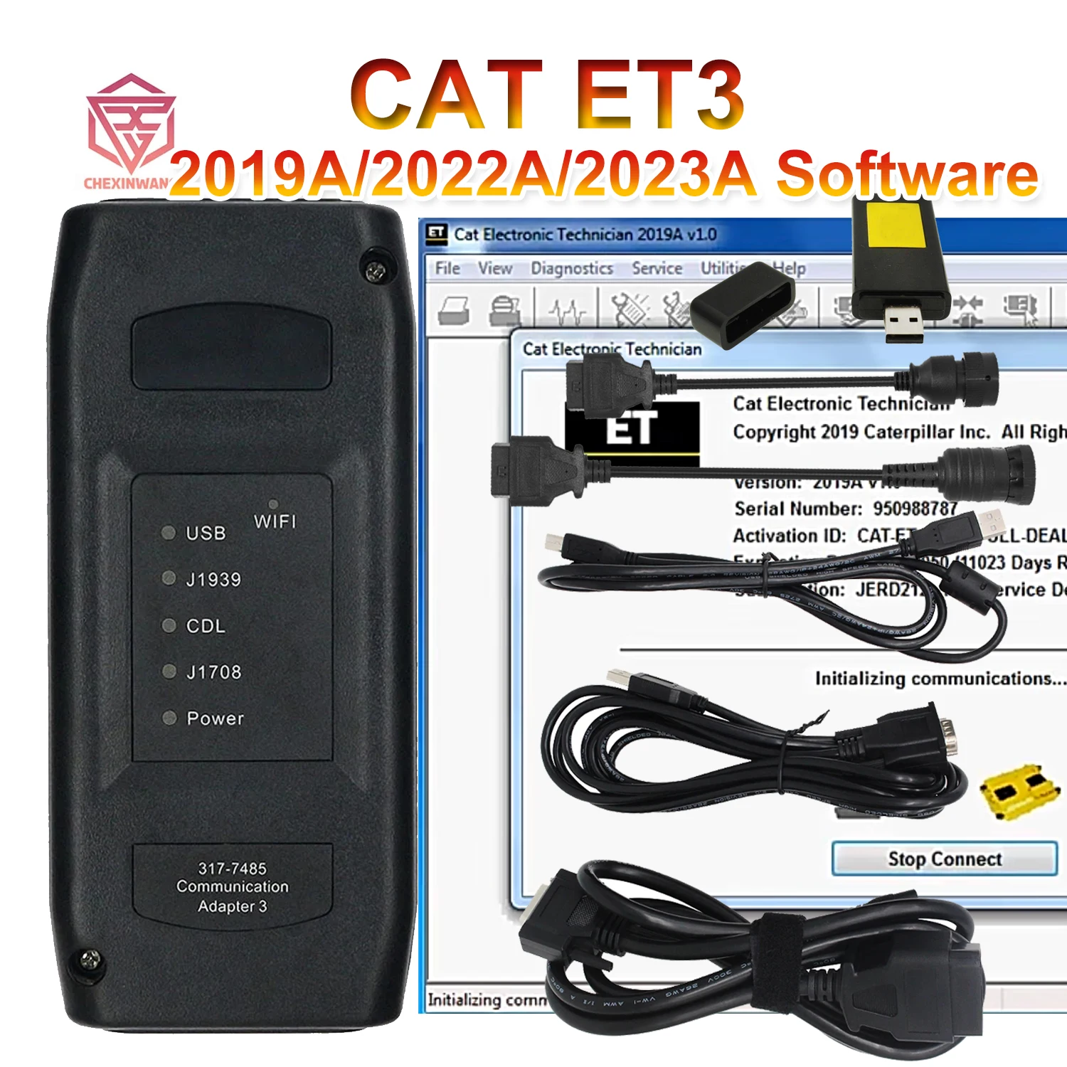 CAT ET3 Adapter Wireless 2019A 2022A 2023A Truck Diagnostic Tool AT3 Communication J1939 Support WIFI ET3 Heavy Duty Scanner