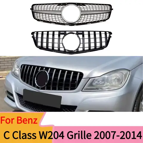 For Mercedes Benz C W204  2007-2014 Front Inlet Radiator Grille Grill Upgrade Grid Mesh Refit Tuning