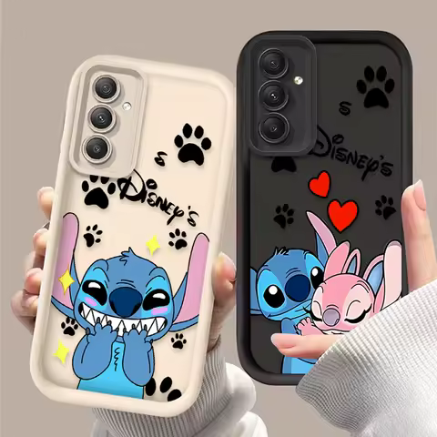 Soft Silicone Case for Samsung Galaxy S25 S24 S23 Ultra S22 S21 Plus FE 5G A54 A34 A14 A73 A53 A33 5G Disney Stitch Angel Cover
