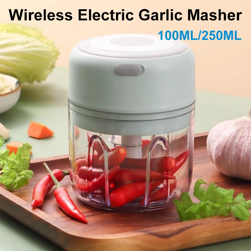 مفرمة ثوم كهربائية صغيرة 100 مللي/250 مللي USB قطاعة بصل الخضروات المحمولة منتج أغذية صغير لخضروات الزنجبيل والفلفل الحار