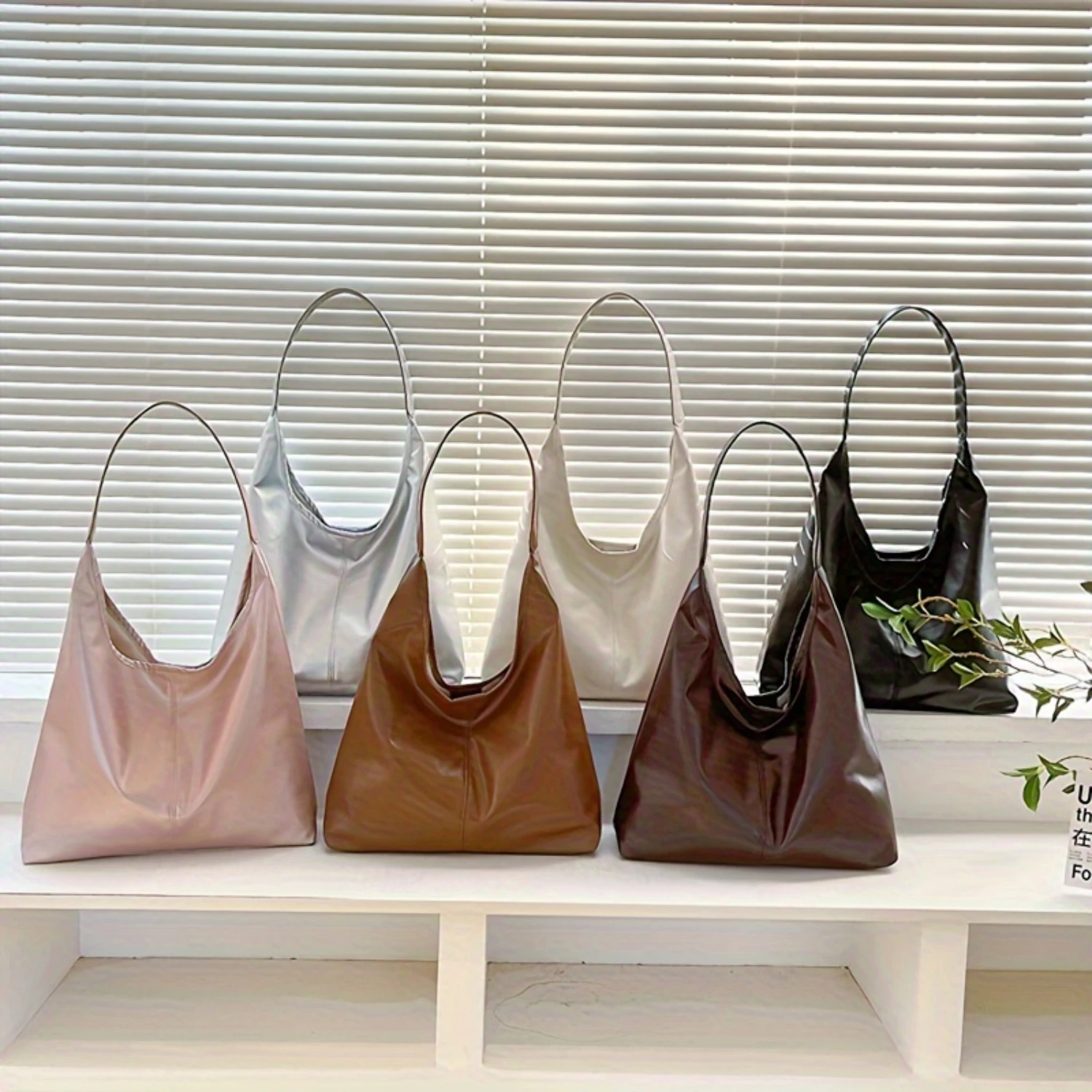 Solid Color Tote Bag, Large Capacity Shoulder Bag, Retro Hobo Handbag Women