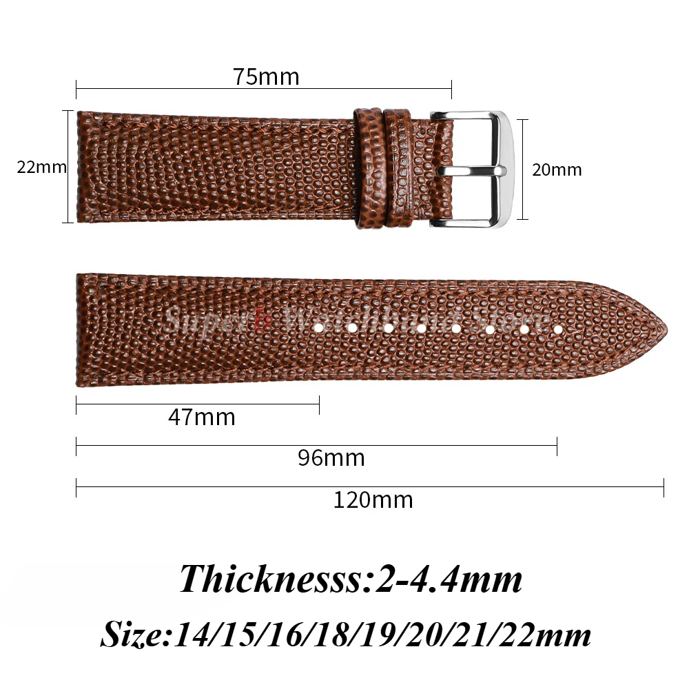 Fashion Lizard Pattern Leather Watchband Pin Buckle Watch Strap for Women and Man 14mm 15mm 16mm 18mm 19mm 20mm 21mm  22mm