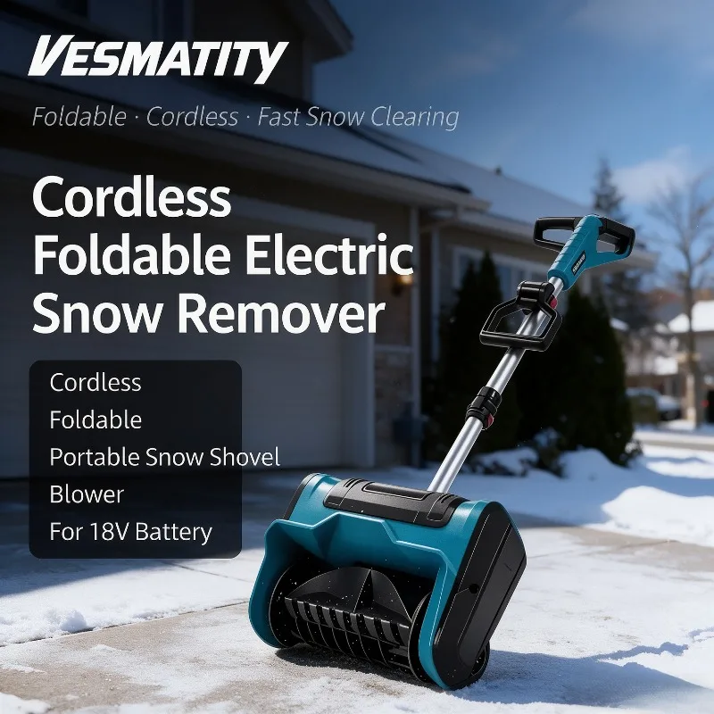 Cordless Foldable Electric Snow Remover Portable Snow Shovel Blower for Fast Driveway Sidewalk Snow Clearing For 18V Battery