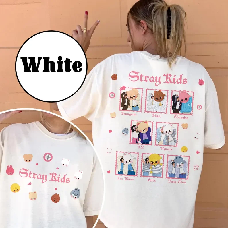 2026 Unisex Stray Kids District 9 Tour Summer Parent Child Cotton Tee Vintage K-Pop Graphic T-shirt Comfortable High Quality Ins