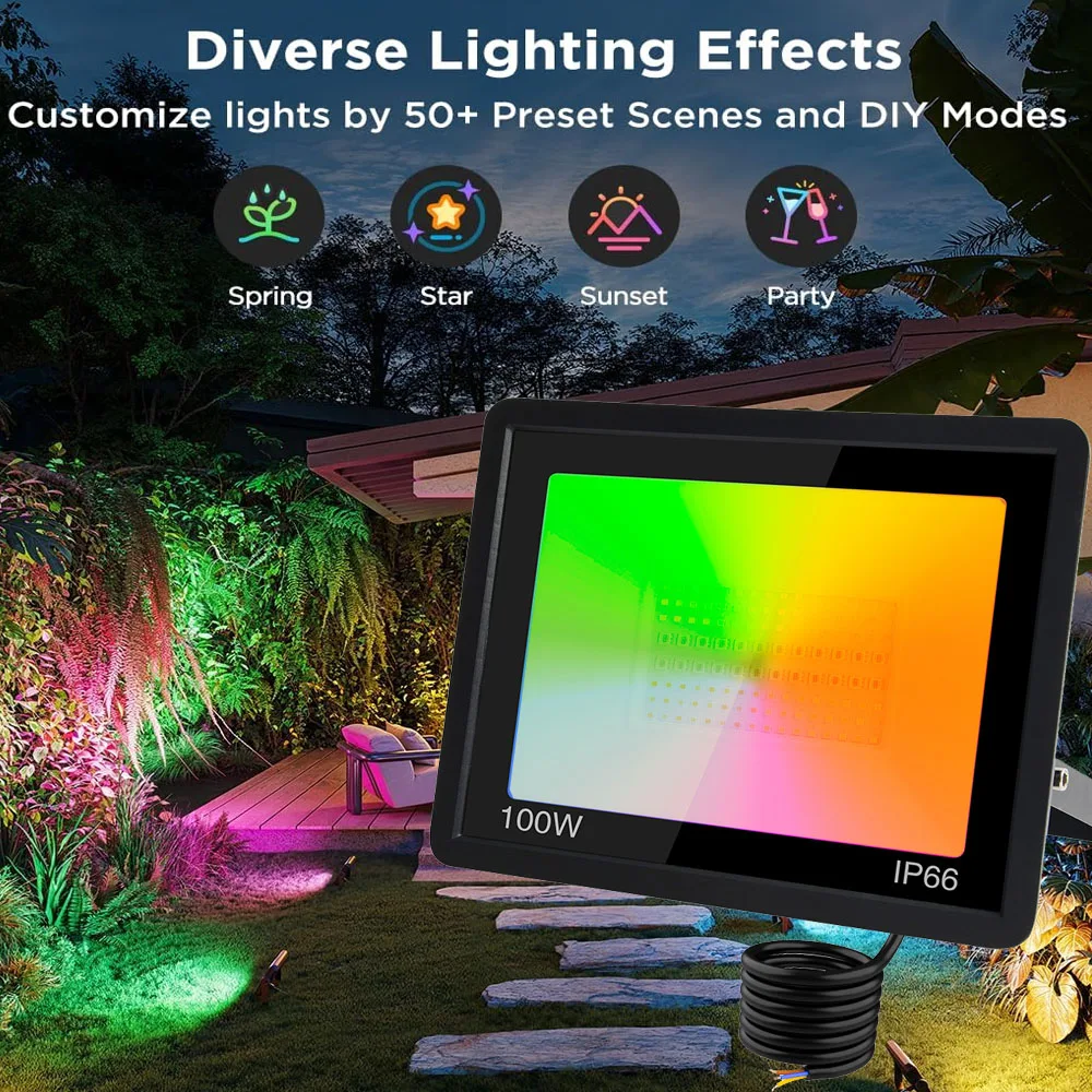 

RGB Floodlight Smart Control Tuya APP AC85V-265V Household Lamp Dimmable IP66 Outdoor Atmosphere Garden Bedroom Wedding lighting