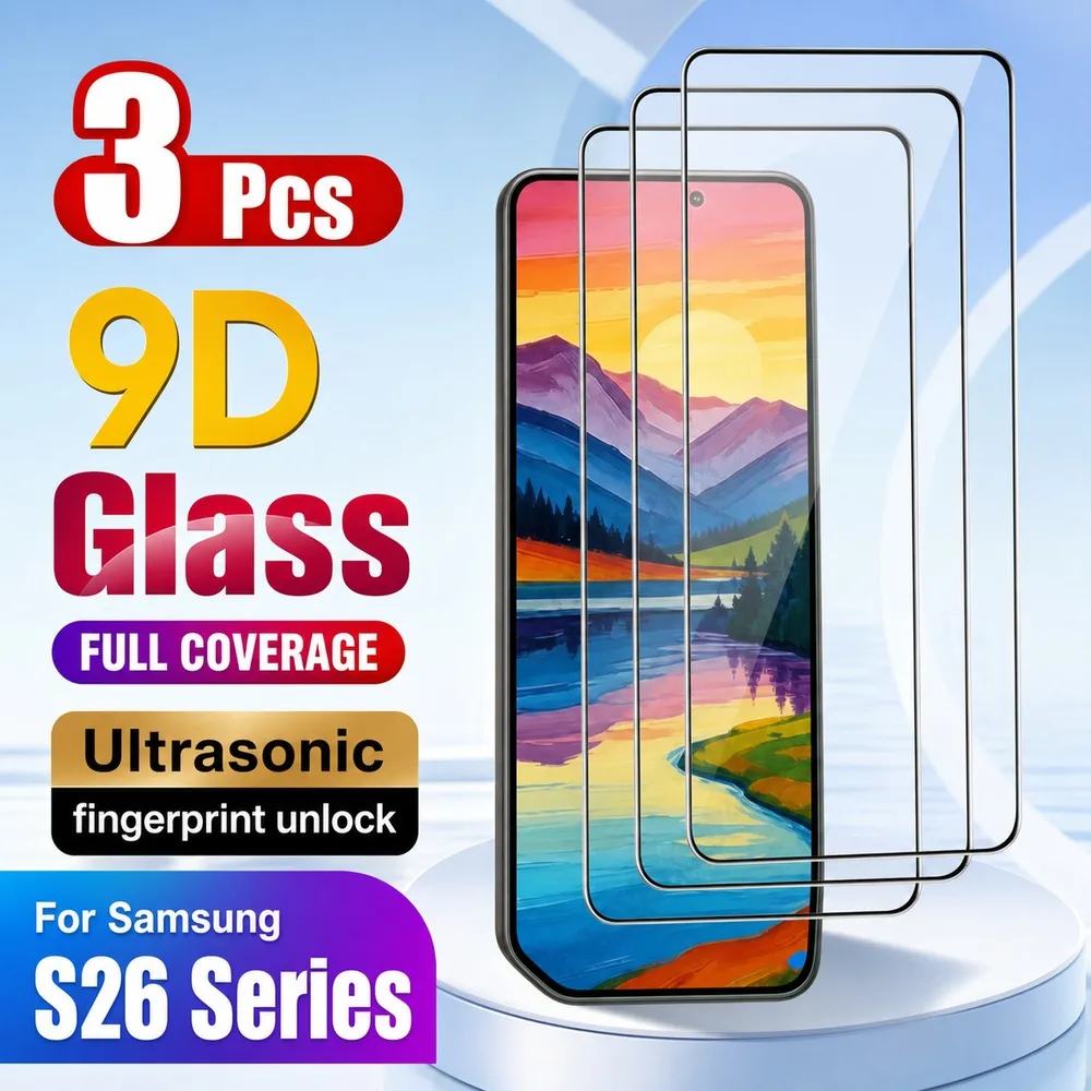 3 Stück gehärtetes Glas für Samsung Galaxy S26 Ultra S26+ S26 S26 FE Displayschutzfolie für Samsung Galaxy S25 Ultra S25+ S25 S25 Edge
