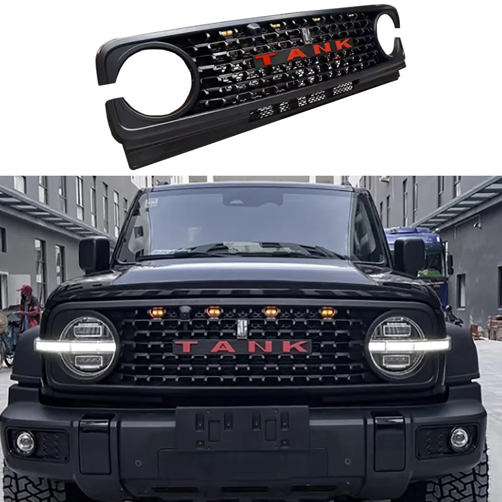 

Car Front Grille With LED Light For Tank 300 2021-2024 Off-road 4x4 Modified Bumper Grills Exterior Styling Accessories