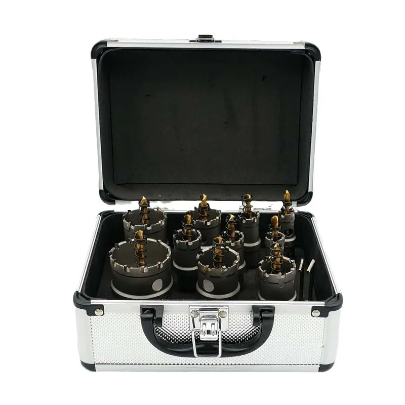 5A TCT Carbide Hole Saw Drill Bits 10-Piece Set 16-53mm Heavy Duty Stainless Steel Hole Cutter Kit
