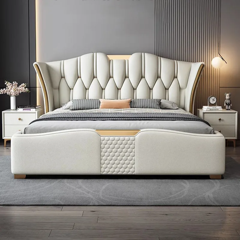 Table Bedroom Bed Aesthetic Modern Multifunctional Queen Bed Frame Double Cama De Lujo Para Dormitorio Decoration Accessories