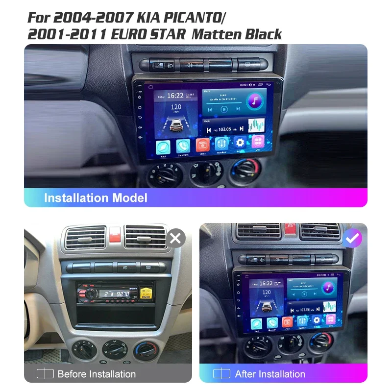 Car Multimedia Player For Kia Picanto SA Morning 2004 - 2007 2K QLED Android 13 Car Radio Video AI Voice CarPlay GPS Head Unit