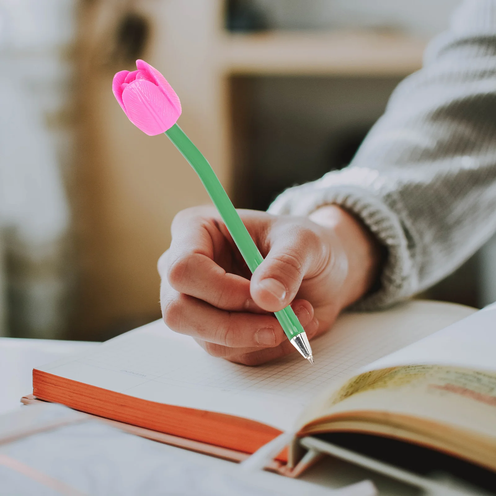 

6 шт. ручки с цветком тюльпана, пластиковые удобные ручки премиум-класса, легко наполняемые сменные школьные канцелярские принадлежности