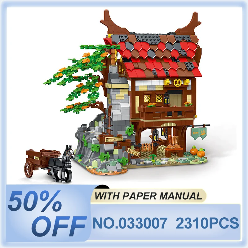 XMORK 033007 MOC Technical Medieval Bakery Street Scene Model Building Blocks Bricks Puzzle Toy Christma Birthday Gifts For Kids